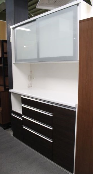 松田家具 キッチンボード セラム 幅140 ソフトクローズ ダークブラウン 