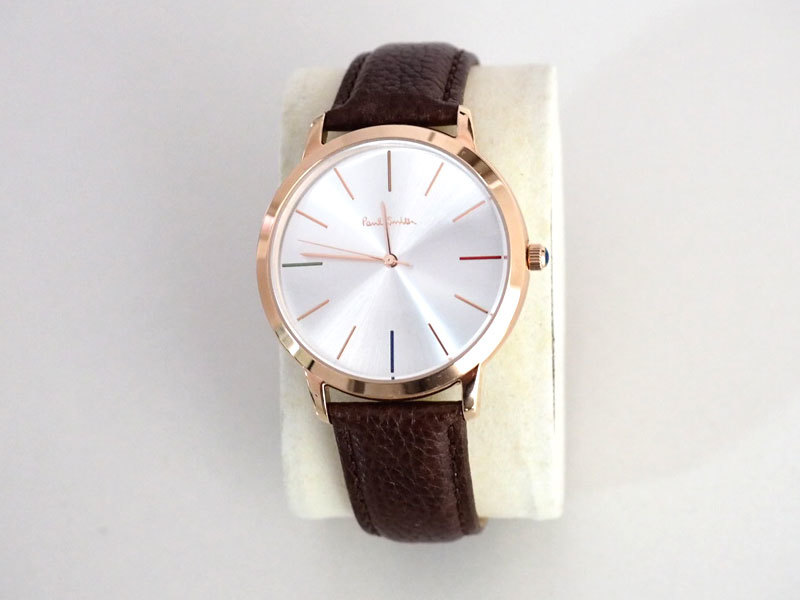 【美品】ポールスミス メンズ腕時計 ゴールド ブラウンレザー