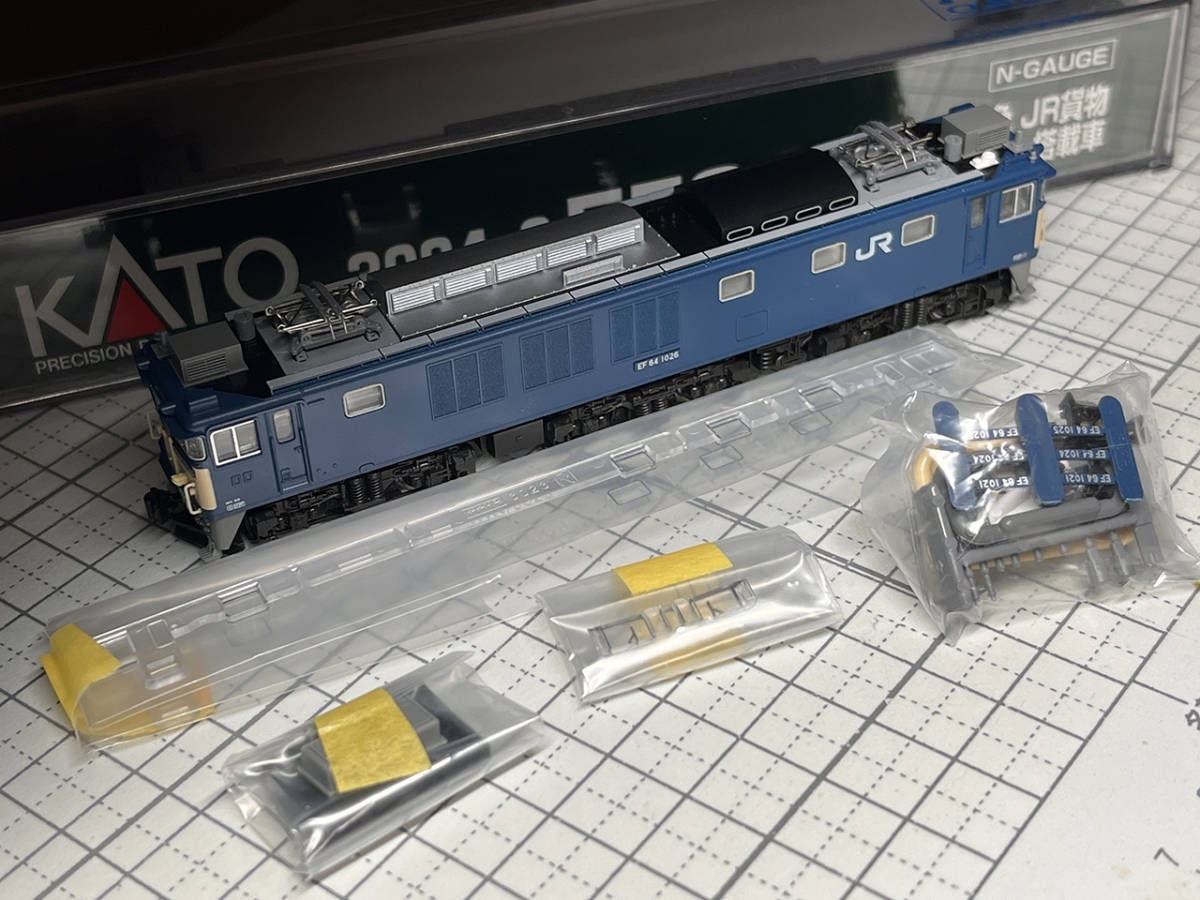☆☆ KATO EF64-1000 一般色JR貨クーラー搭載車 3024-3＆28-282 EF64 1000灰Hゴムガラスセット装着済み 最落無し！☆☆
