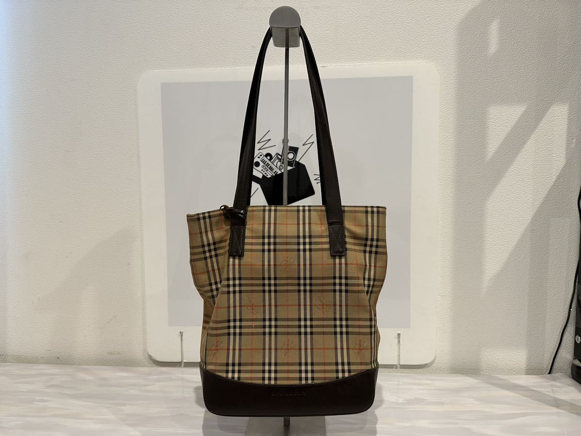 中古】トートバッグ Burberry バーバリー ノバチェック チャーム付 