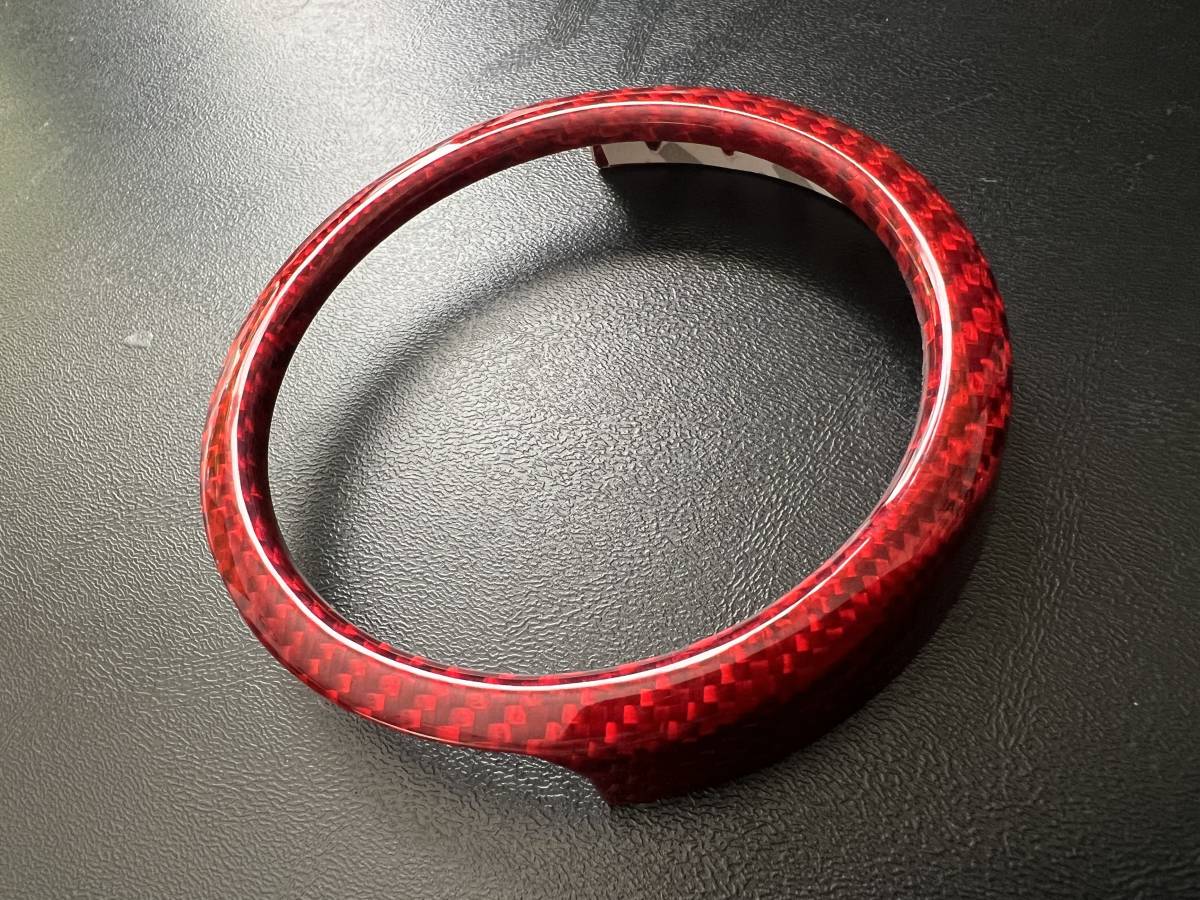 希少 アバルト リアルカーボン ブーストメーターカバー レッドカーボン 上＆前面用セット 500 595 695