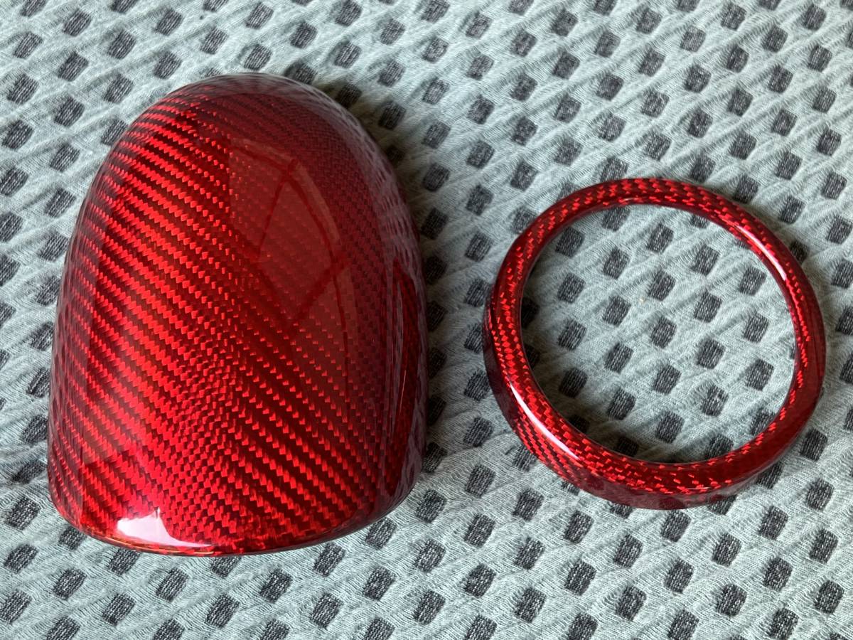 希少 アバルト リアルカーボン ブーストメーターカバー レッドカーボン 上＆前面用セット 500 595 695