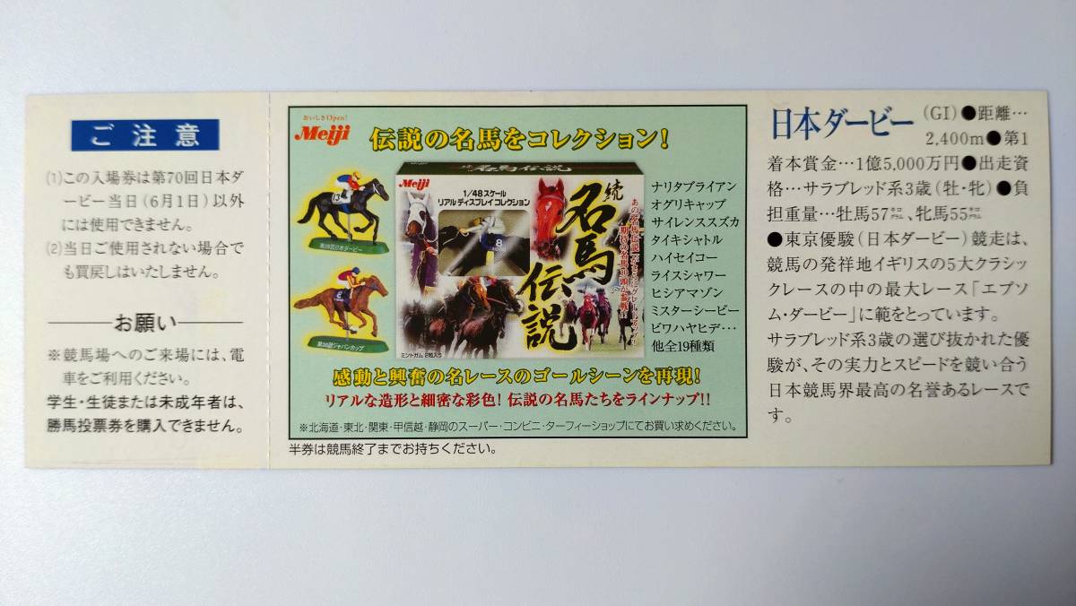 2003年 日本ダービー 記念入場券 東京競馬場 タニノギムレット(競馬