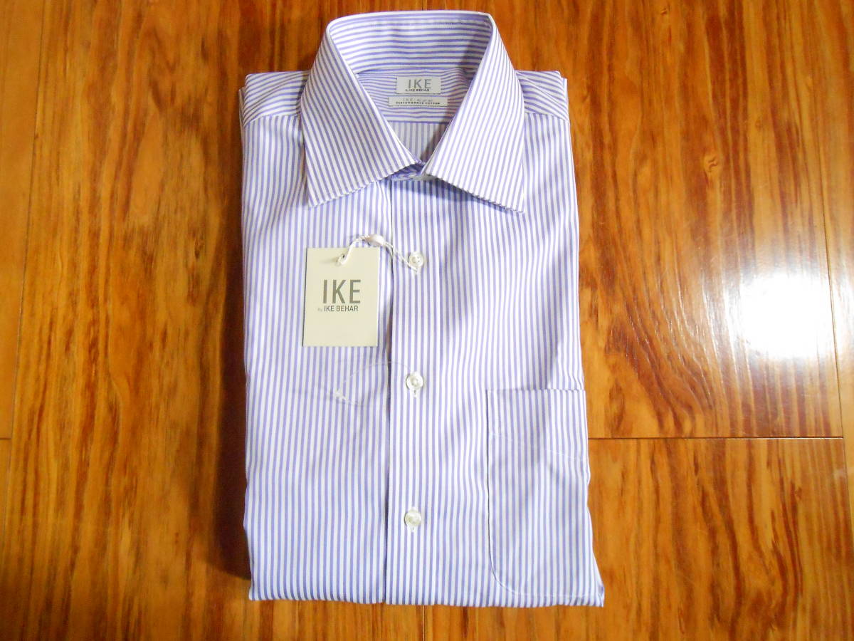 未使用タグ付　米国 IKE BEHAR（1957年創業）　上品なストライプ柄のドレスシャツ 　コットン100%　ＵS15 1/2サイズ 