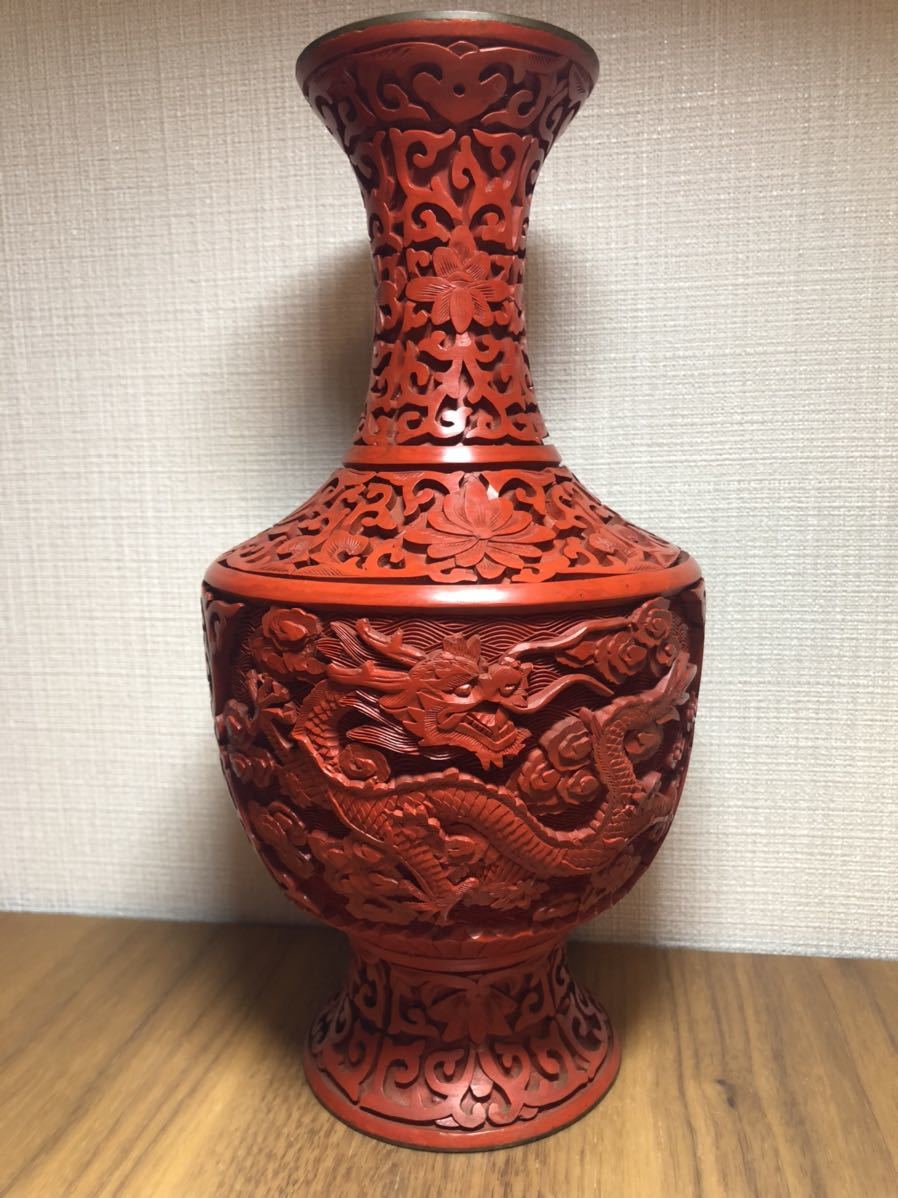 陶器 中国美術 台灣懷舊早期【天命百壽】珊瑚紅 31cm花瓶 陶器 中国