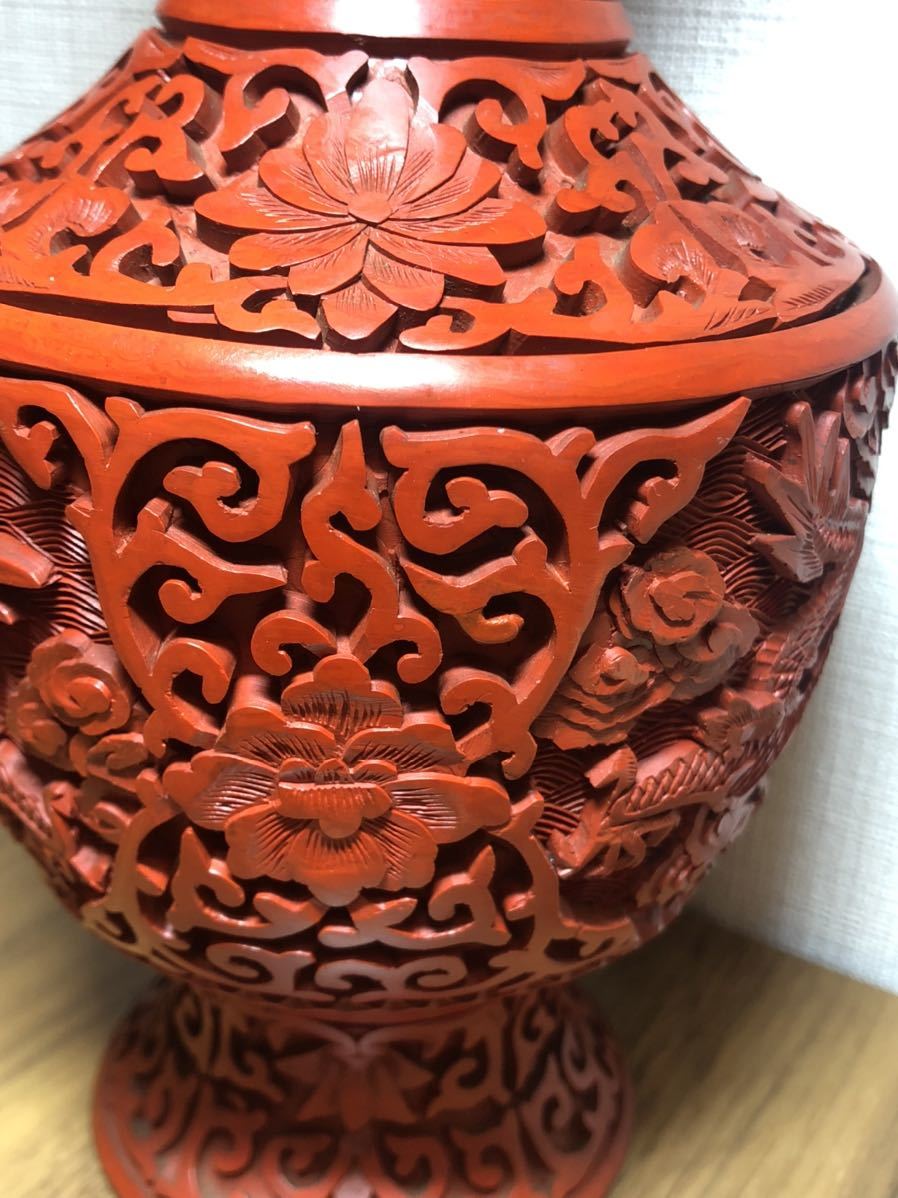 中国美術　堆朱　花器　花瓶　3点セット 楽天市場】骨董○堆朱花文花瓶○堆朱 / 銅製 / 陰刻文 | 20世紀頃