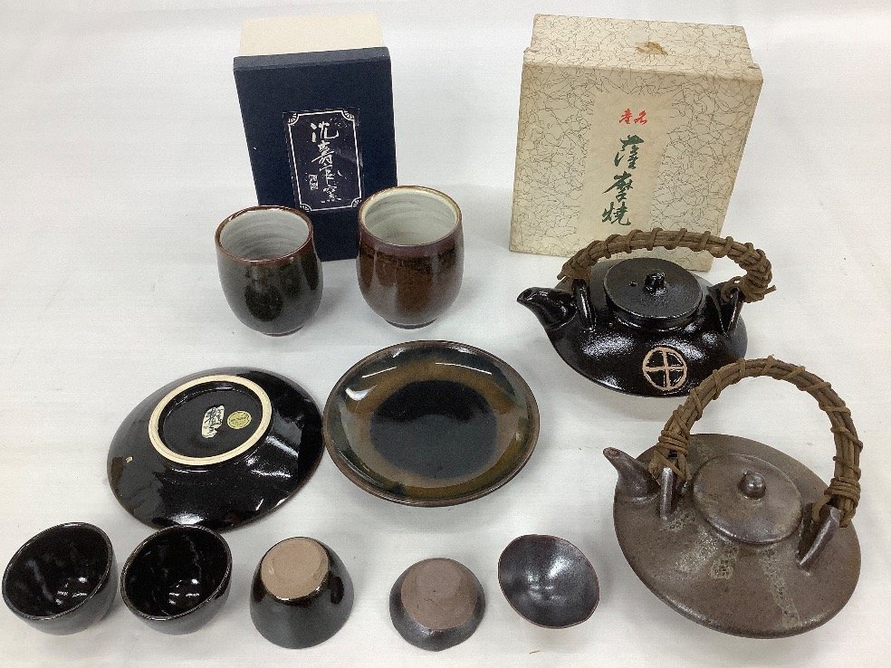 薩摩焼 花瓶 食器 まとめ 沈壽官 永田窯 他 白薩摩 黒薩摩 裏書有 ACBF