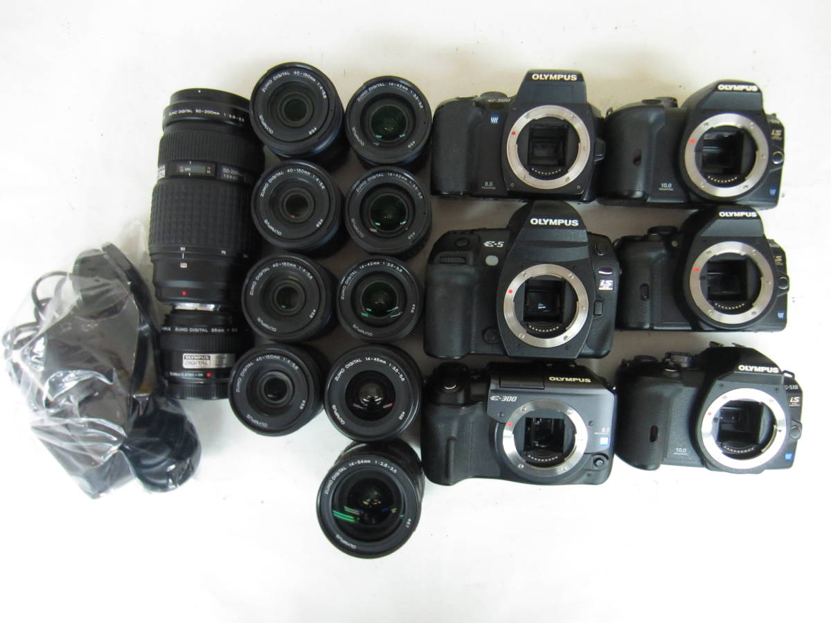 (3114K)ジャンクOLYMPUSオリンパス E-510 14-42mm3.5-5.6 40-150mm4-5.6 50-200mm2.8-3.5等まとめて大量セット17点 動作未確認 同梱不可