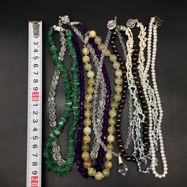 R336 すべて刻印あり ネックレス 8点 まとめ売り 水晶 ヒスイ 真珠 