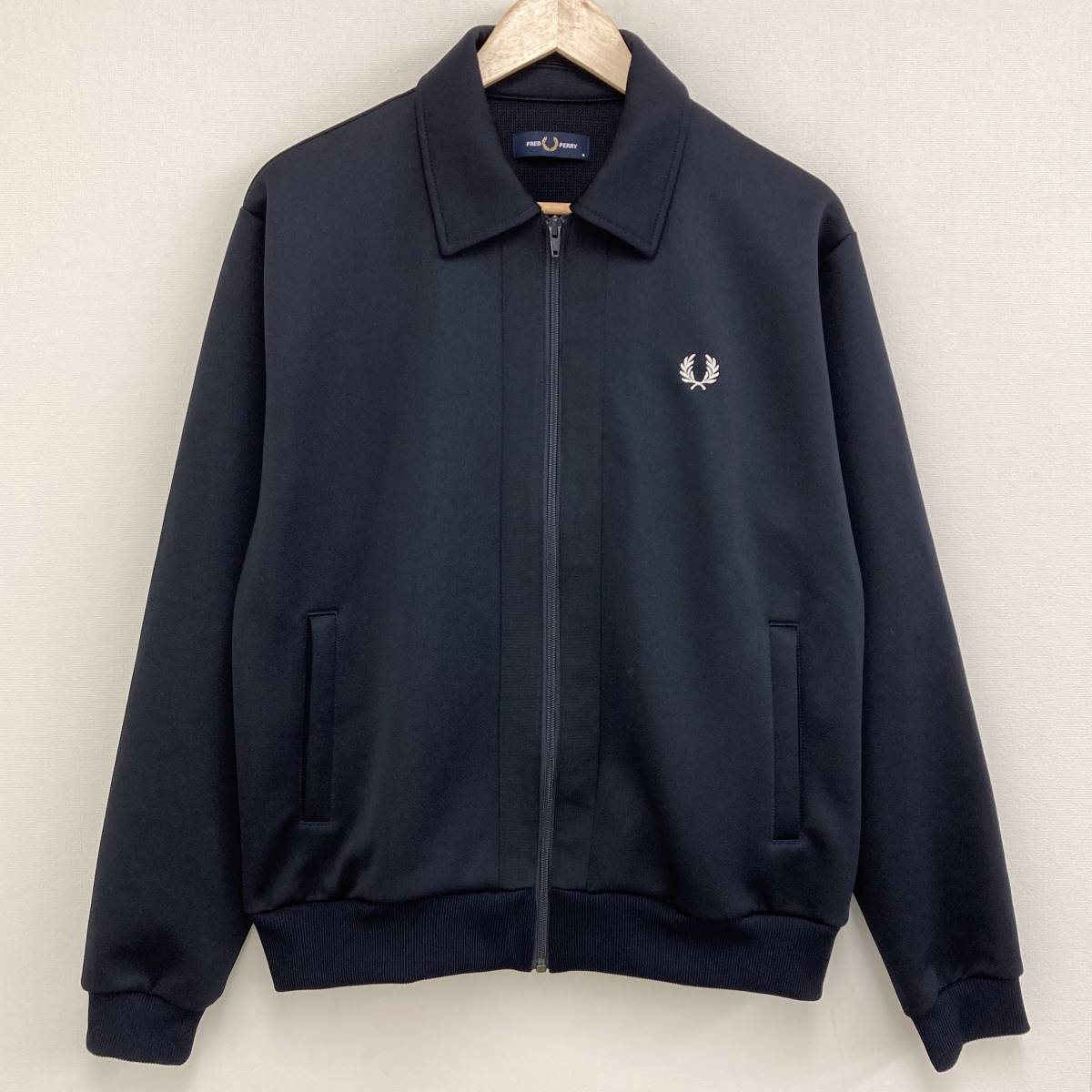 FRED PERRY ジャージ ブルゾン 刺繍 ロゴ ネイビー メンズ Mサイズ 
