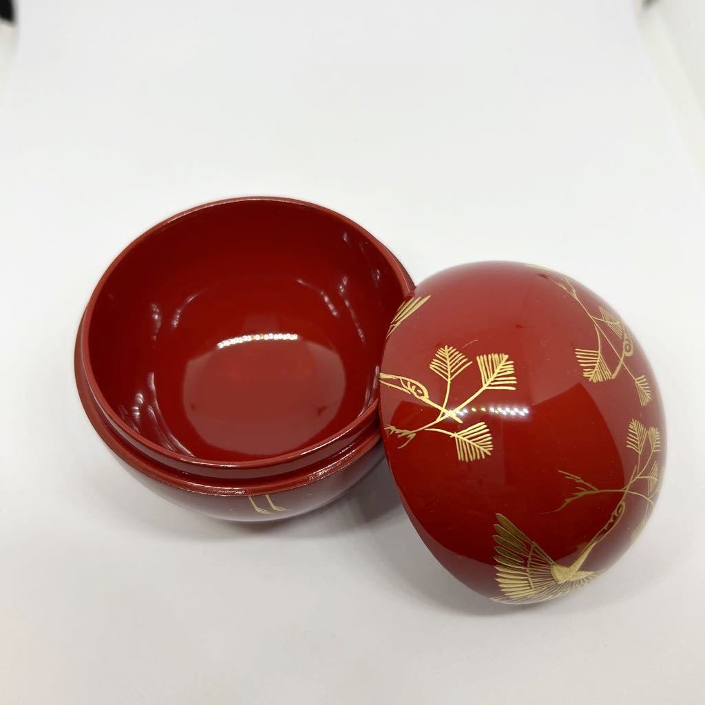 T 茶道具 棗 寿峰 【松喰鶴日の丸棗】 サイズ:直径約7cm、高さ約6.5cm