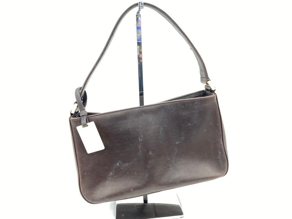 BEAK6050】CELINE セリーヌ レザー ショルダーバッグ ダークブラウン