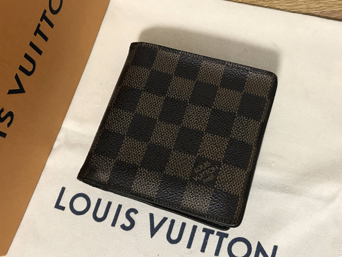 【超美品】ヴィトン ダミエ エベヌ 二つ折り 財布 ポルトフォイユ マルコ 小さい/メンズ タイガ エピ ブラザ マネークリップ グラフィット