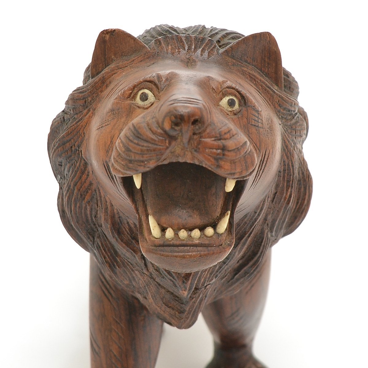 ○443736 【SALE♪】木彫り ライオン オブジェ 全長約32cm ずっしり 