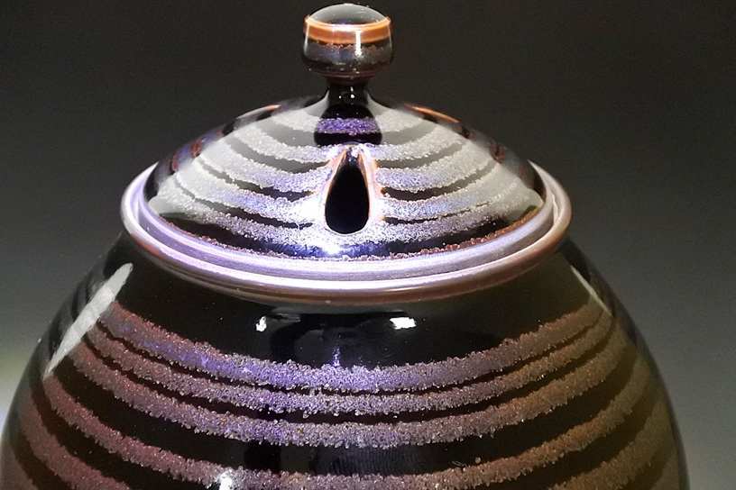 未使用】逸品 文化勲章受章 作家 青木龍山 天目韻律香炉 本物法保証 共