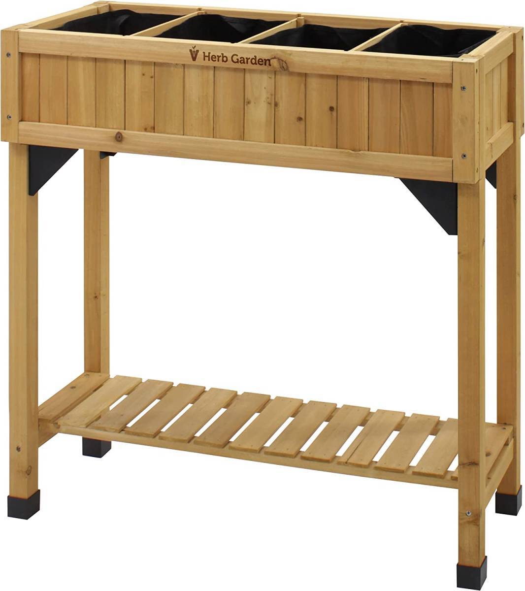 タカショウ WK-08F プランター 上げベッド ハーブプランター スリム ガーデニング 木製 ナチュラル 棚付き 植え付け 仕切り 庭/R4I7M001