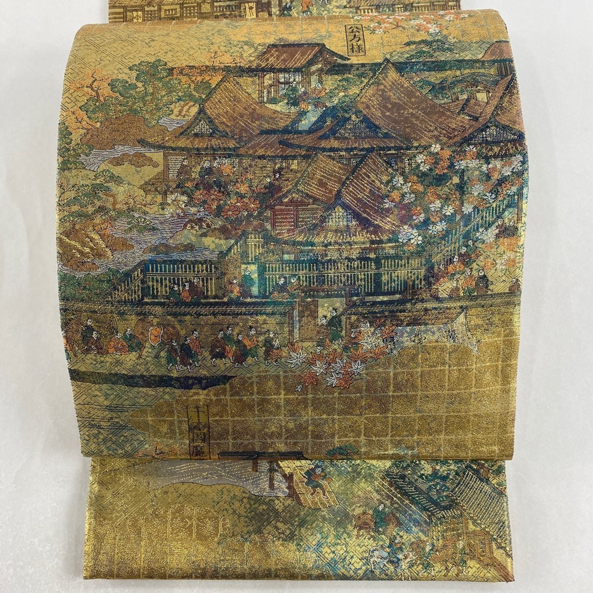袋帯 美品 秀品 金羅巻華鳥桜文 金糸 箔 金色 六通 正絹 【中古