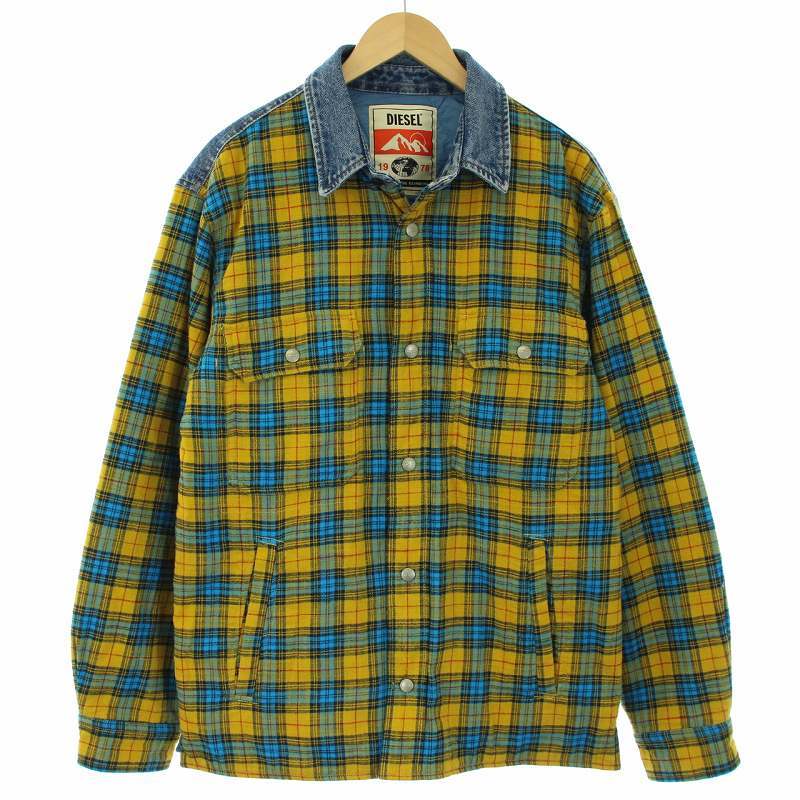  ディーゼル DIESEL S-BUNデニム切替チェックジャケット 中綿 M 黄色 イエロー 青 ブルー /TK メンズ(その他)｜売買されたオークション情報、yahooの商品情報をアーカイブ公開 - オークファン 男性用