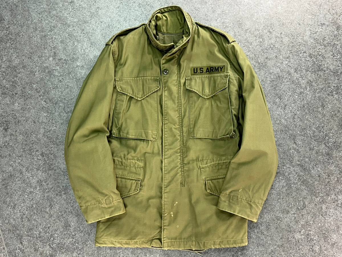 Wh981 70s アルファ M-65 ミリタリージャケット フィールドジャケット U.S.ARMY SCOVILL ジップ カーキ SMALL REGULAR DSA100-74-C-1417