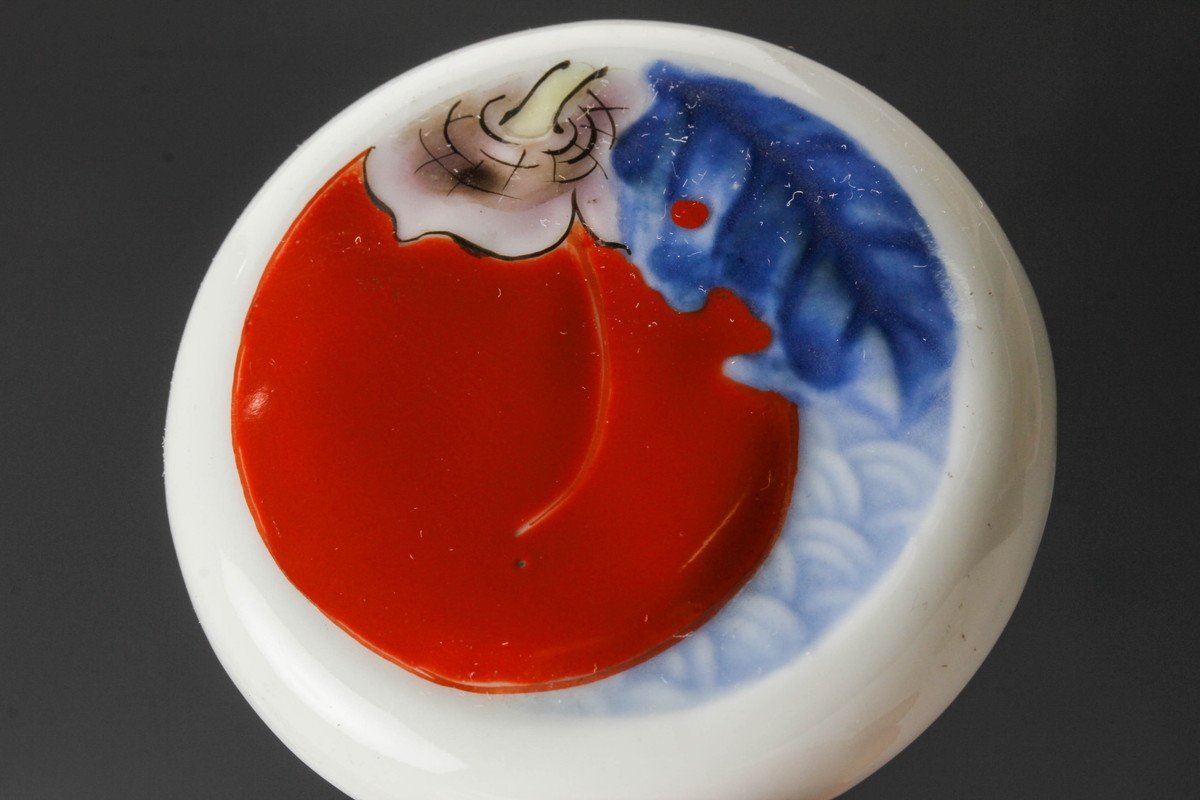 ☆ 名工 十二代 酒井田柿右衛門 牡丹絵 香合 （共箱）茶道具 【