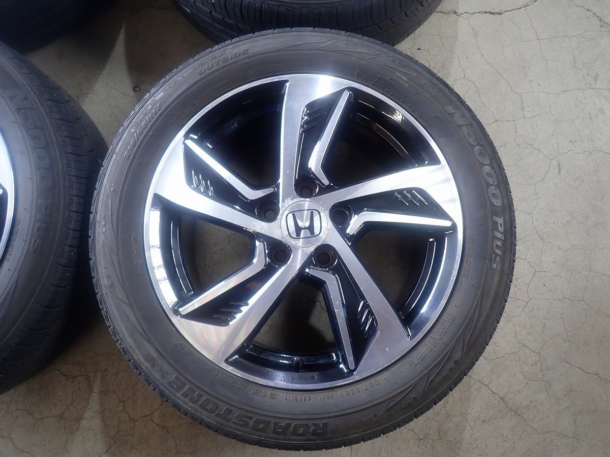 正規品，爆買い QR6356【送料無料215/55R17】ホンダ純正 RC系 オデッセイ アブソルート 純正 中古夏タイヤセット ■17×7J 114.3/5H ET55■