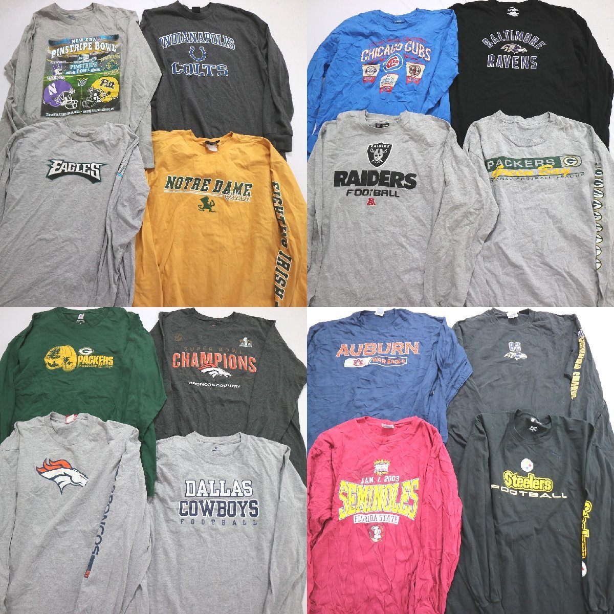 ◎プロチーム系長袖Ｔシャツ set パッカーズ　レイダース 他 (メンズXL) 16枚セット まとめ売り 古着卸 1円スタート 最落なし MN4637