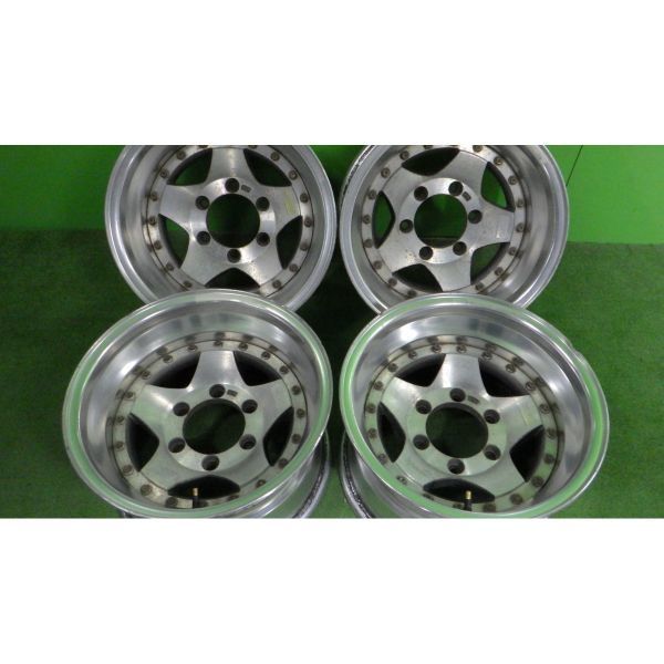 BERG-S/社外アルミホイール 15x8.5JJ 6穴 139.7 -33/マイナス33/深リム 4本◆中古 傷，腐食あり/1本のリムに2cm程の曲がりあり/エア漏れなし