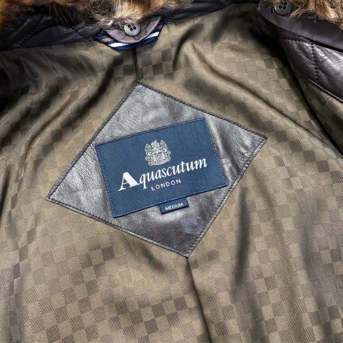 アクアスキュータム/Aquascutum】襟ファー着脱可☆ ラムスキン(羊革 