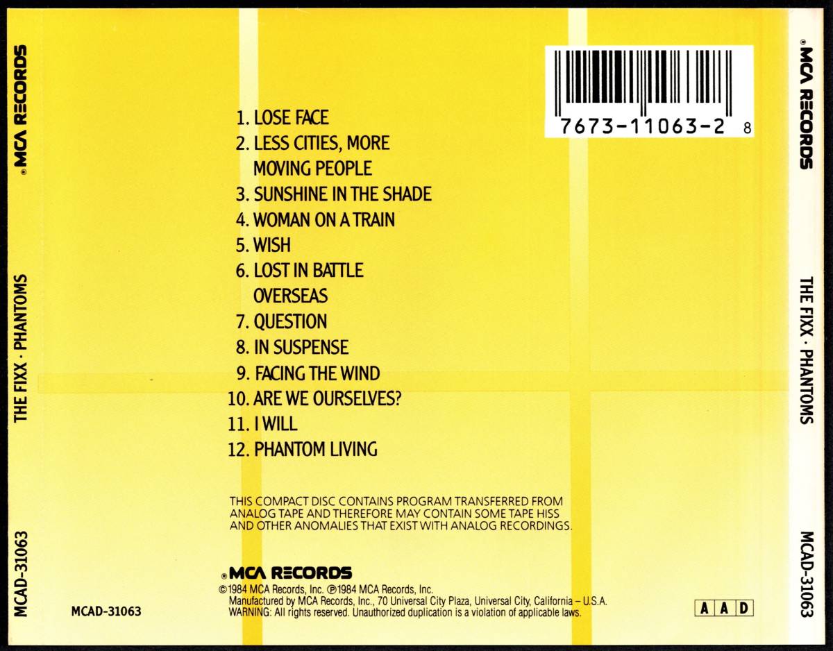 Phantoms The Fixx THE FIXX US廃盤CD☆ザ・フィクス／ファントムズ 