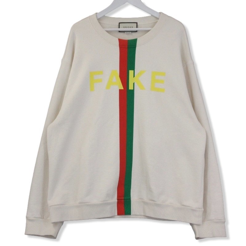 GUCCI グッチ 長袖スウェット Fake/Not Print Sweatshirt 20AW 635847 フェイクノットプリント アイボリー XXL 70014296