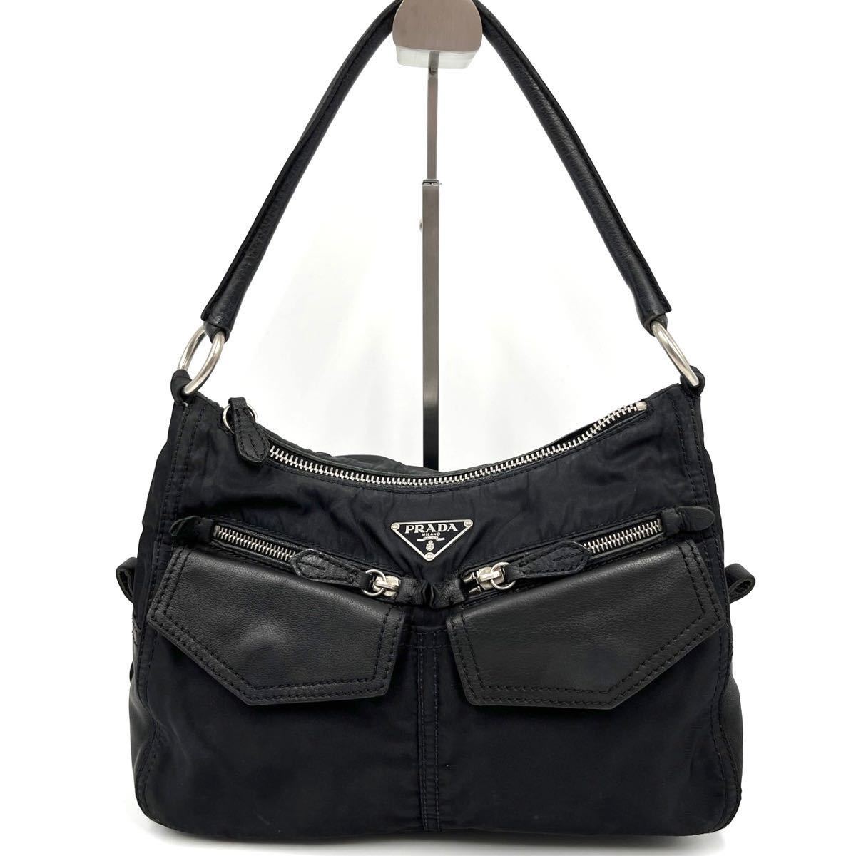 1円《美品》PRADA プラダ 三日月型 ホーボー ワンショルダーバッグ 