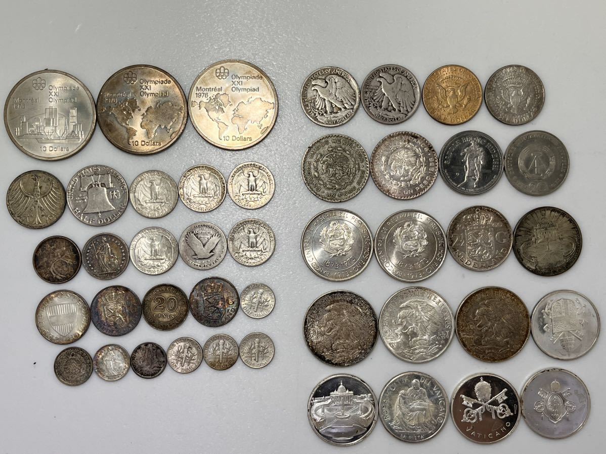 Yahoo!オークション 世界各国 銀貨 44枚 総593g ケネディ リバティ メキシコ オリンピック バチカン エリザベス SILVER