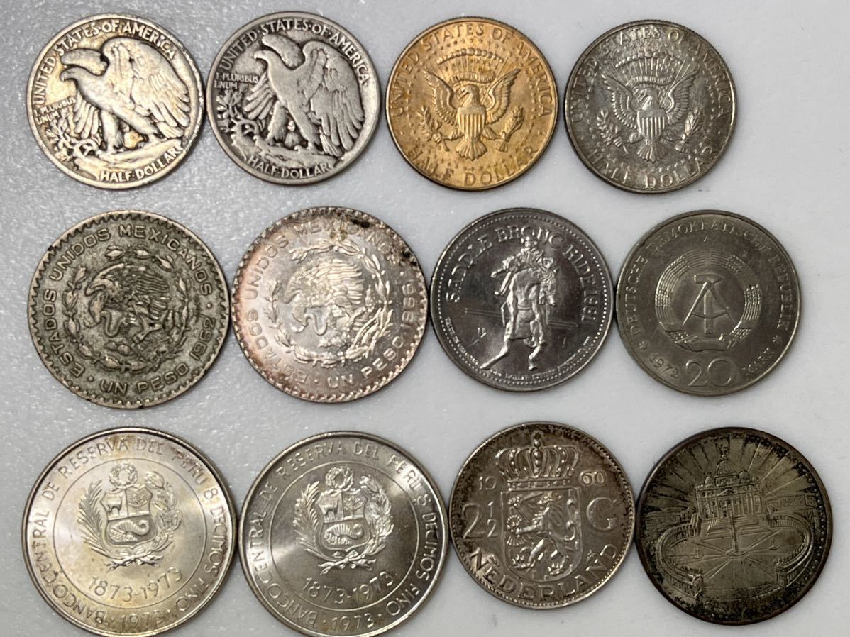 旧貨幣 3枚セット 銅製 Yahoo!オークション 世界各国 銀貨 44枚 総593g ケネディ リバティ