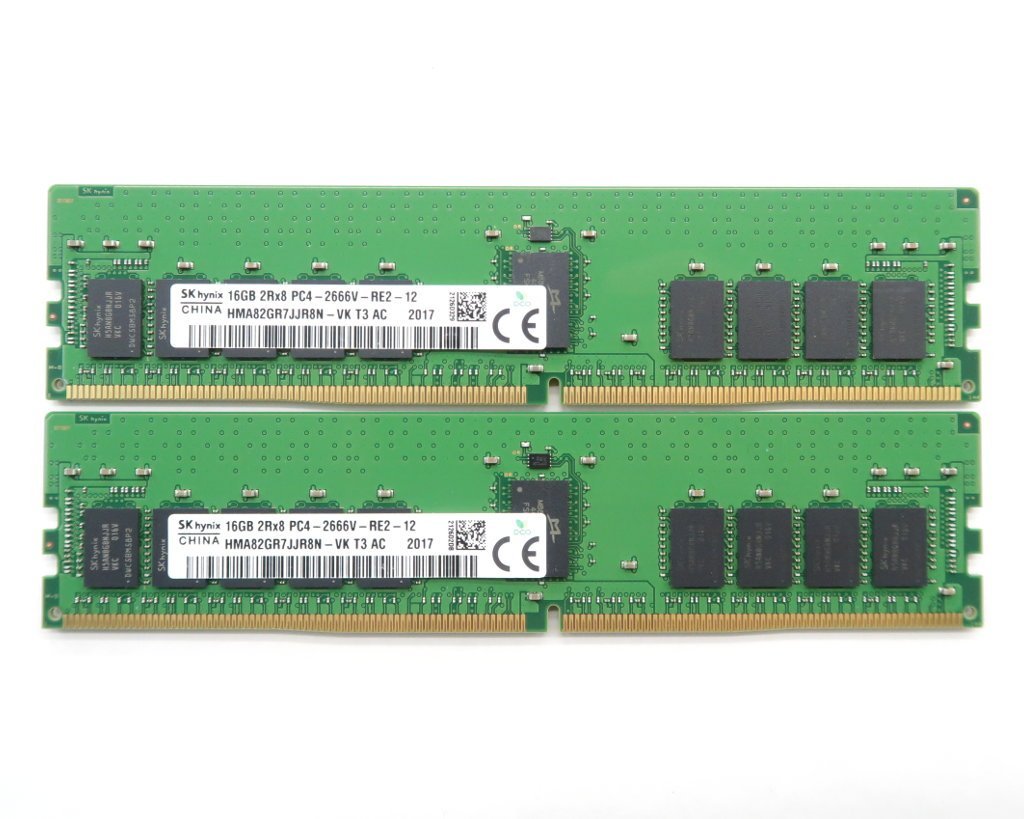◇SK hynix 16GBx2枚セット32GB分 PC4-2666V-RE2 DDR4 ECC Registered hp Z4/Z6/Z8 DELL Precision 5820/7920ワークステーション等対応