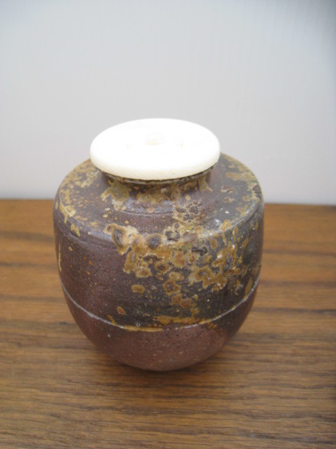 備前焼 山本雄一作 茶入 5G66 備前焼 茶入 山本雄一造 仕覆 茶道具