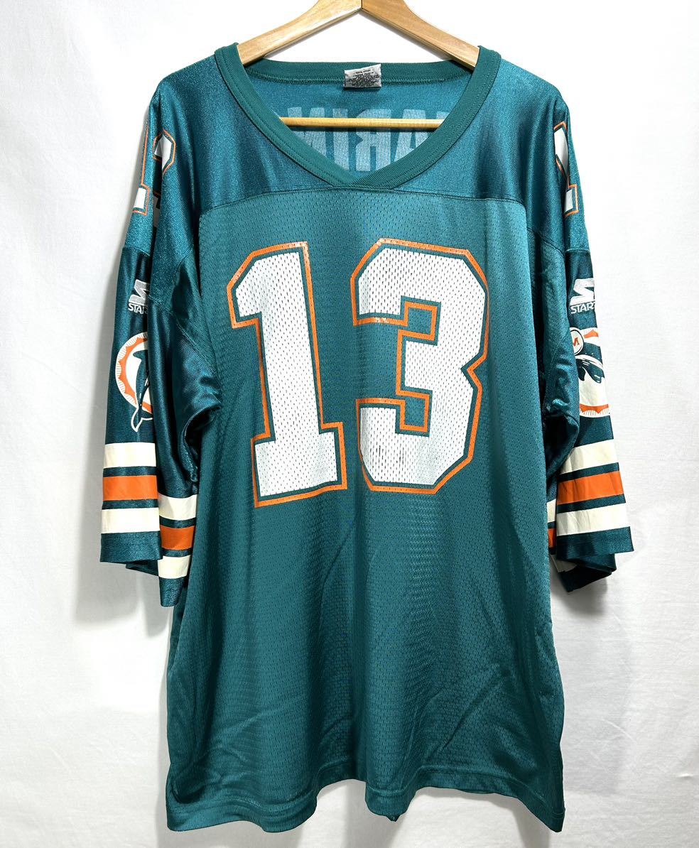 ■ 90s USA製 ビンテージ STARTER NFL Dolphins ドルフィンズ #13 MARINO ダン マリーノ ユニフォーム フットボール Tシャツ アメフト 青■