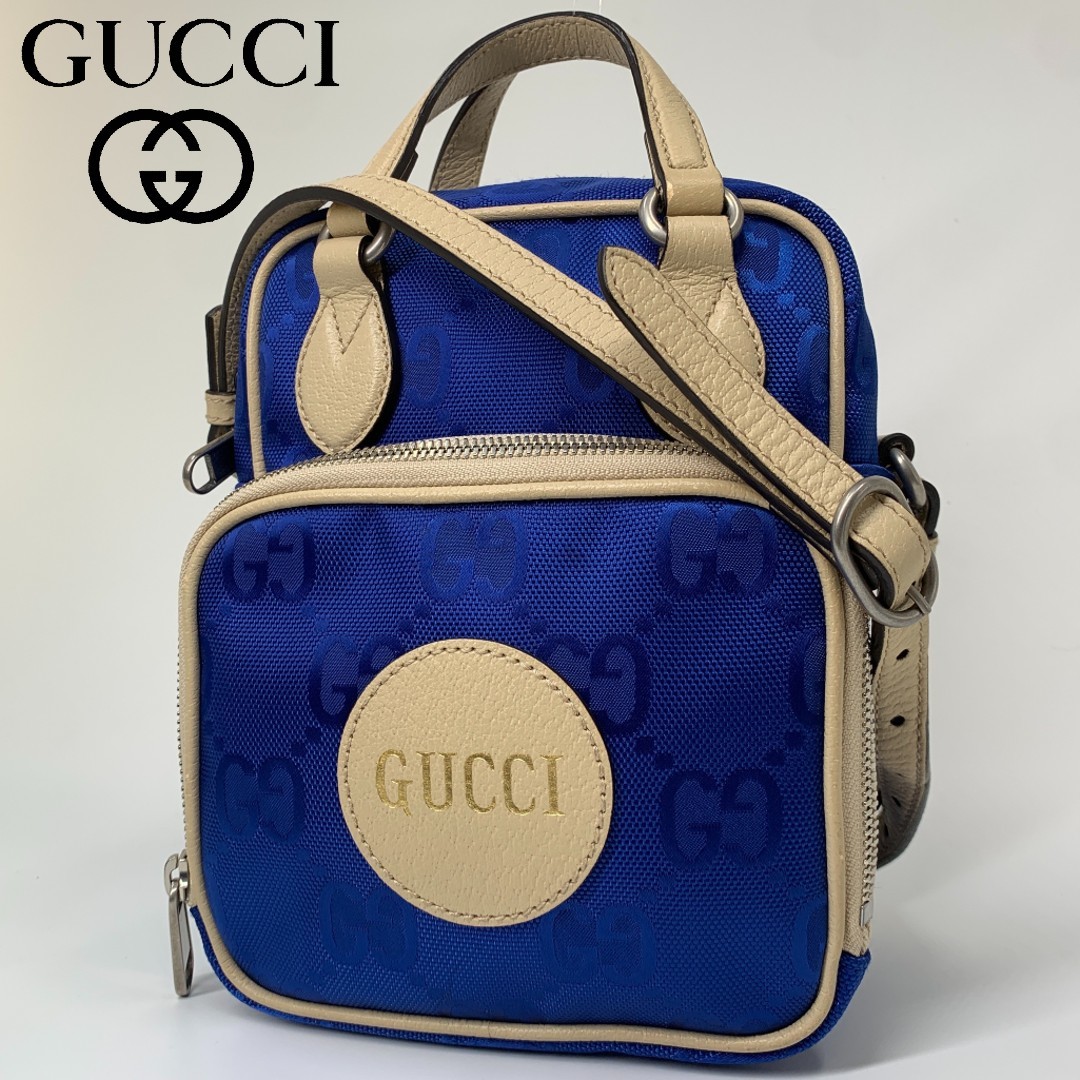 1円【未使用】現行品 GUCCI グッチ ブルー×アイボリー ストラップ
