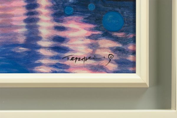 ○笹倉鉄平○油絵 手描き《ブルースノー》表サイン 裏書 F8号 額装