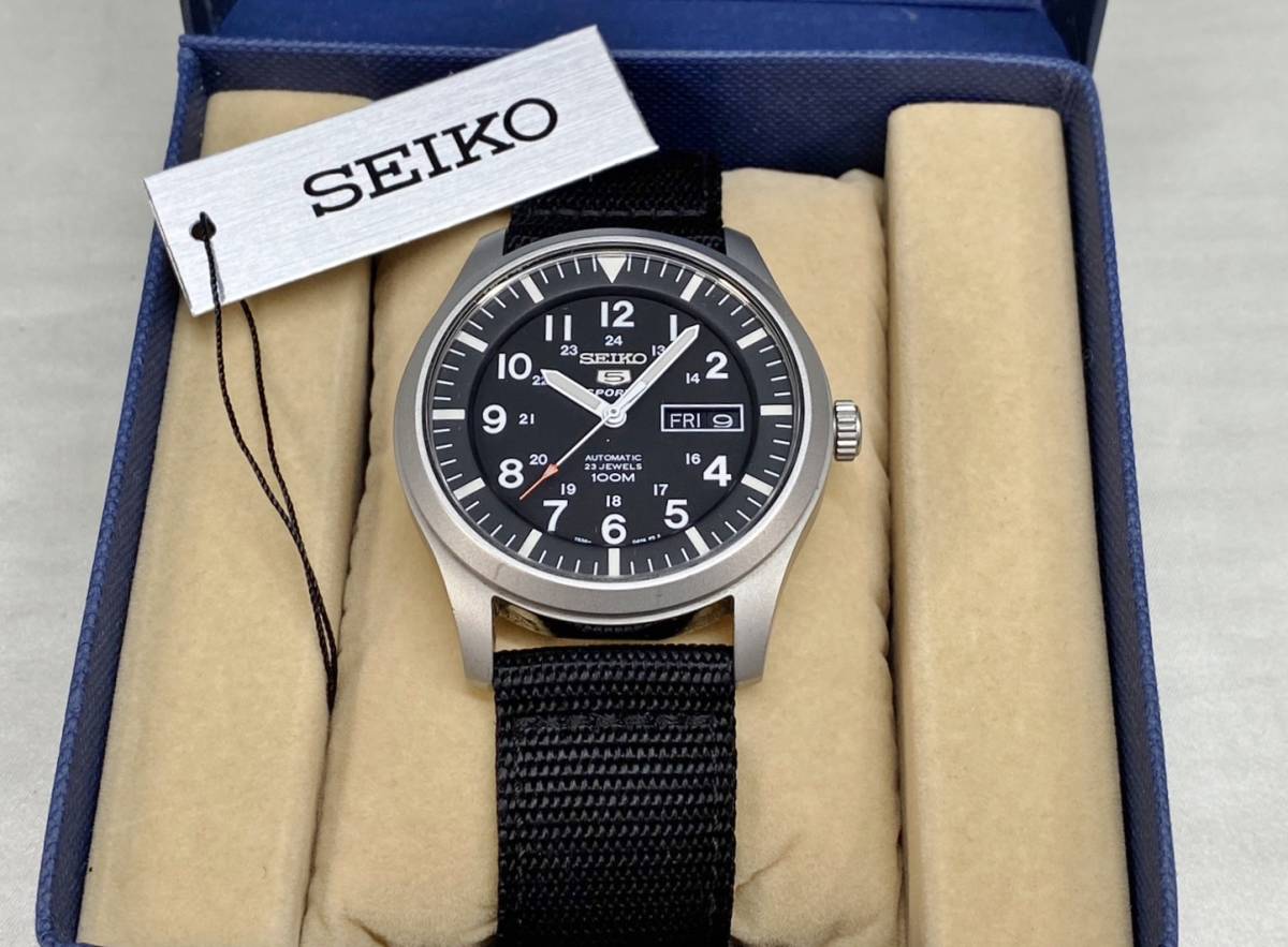 良品 セイコー 5 SPORTS (SNZG15K1)7S36-03J0 裏スケ ミリタリー 自動 