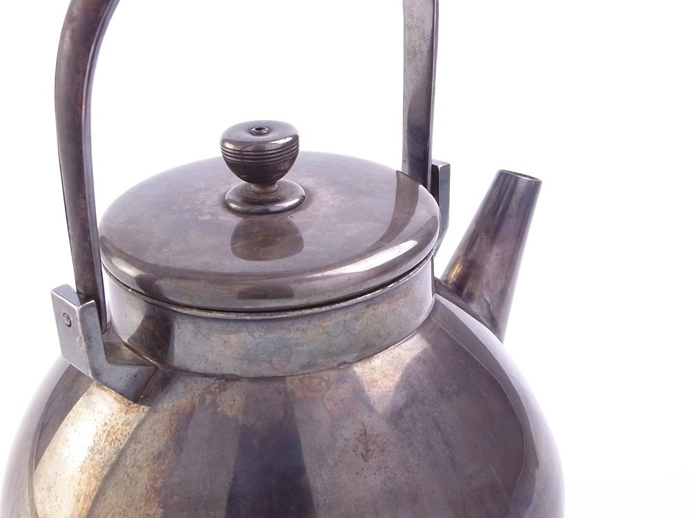 夢工房】鈴木長二斎 作 純銀 宝珠形 煎茶 急須 時代箱 重量198g 銀