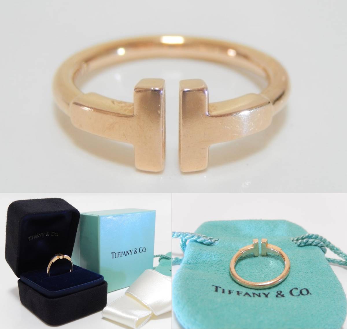 □中古良品□TIFFANY&Co. ティファニー Tワイヤー リング□K18 RG 