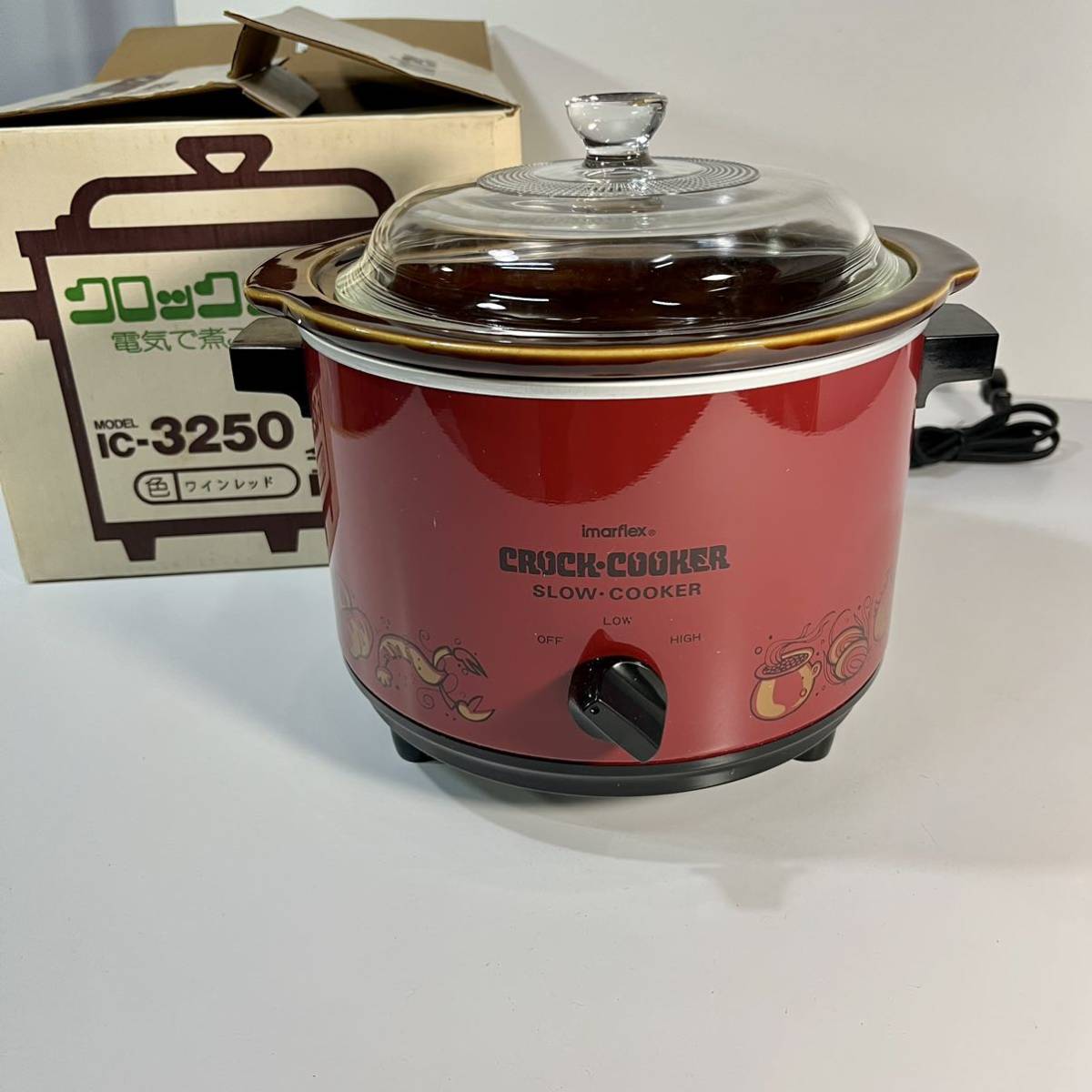 未使用★スロークッカー 今西金属 クロッククッカー　imarflex　IC-3250 ワインレッド　1.8L　陶器鍋_1