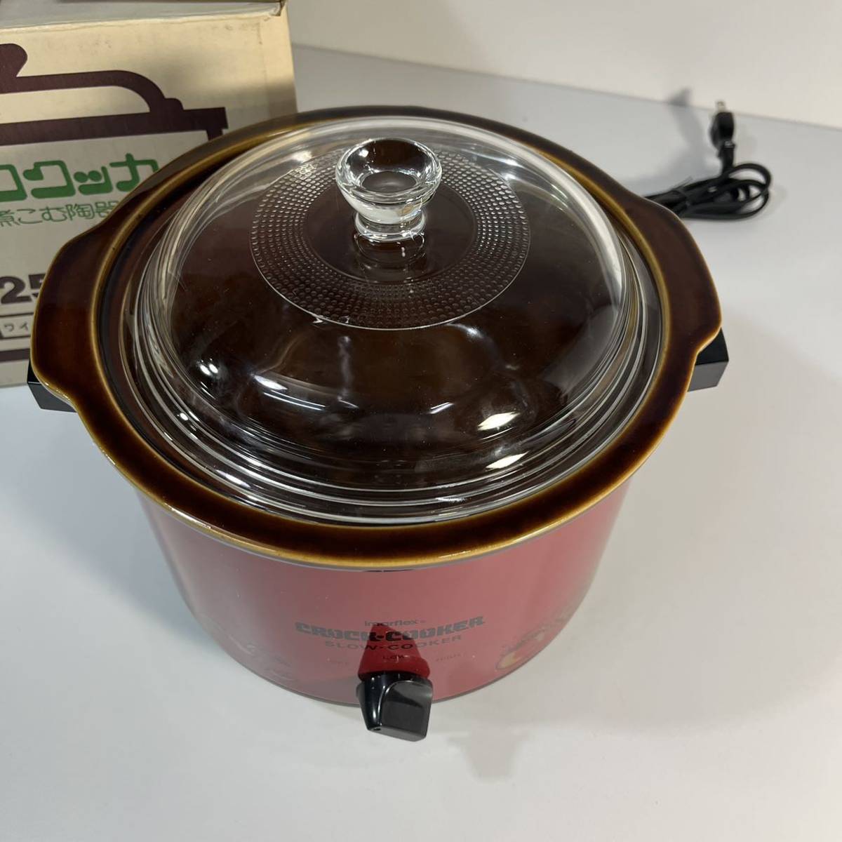 未使用★スロークッカー 今西金属 クロッククッカー　imarflex　IC-3250 ワインレッド　1.8L　陶器鍋_2