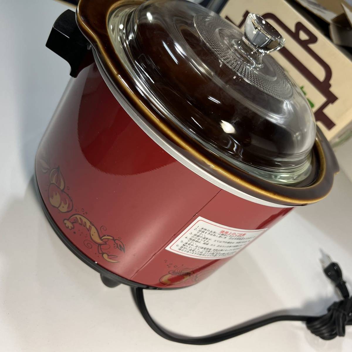 未使用★スロークッカー 今西金属 クロッククッカー　imarflex　IC-3250 ワインレッド　1.8L　陶器鍋_3