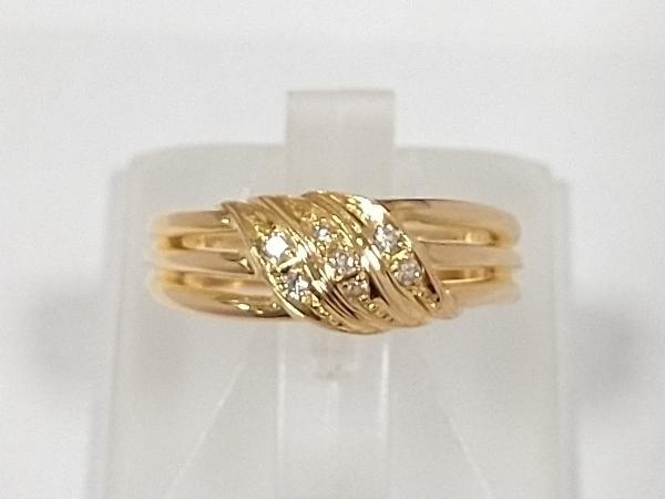 【ダイヤ0.05ct】K18／ 11.5号 3.1g イエローゴールド リング