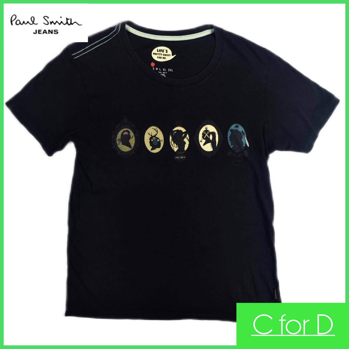 即決★Paul Smith JEANS★Sサイズ ポールスミス ジーンズ 半袖 メンズ ダークグレー プリント トップス シャツ Tシャツ T008