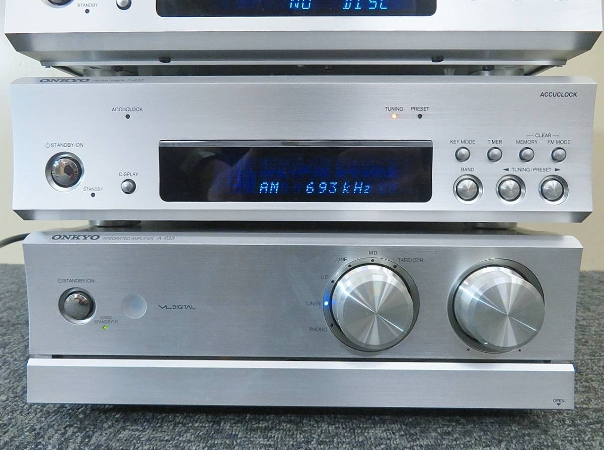 ONKYO A-933 & C-733 &T-433セット ONKYO/オンキョー A-933/C-733/T-433 コンポ (612 アンプ・CDデッキ