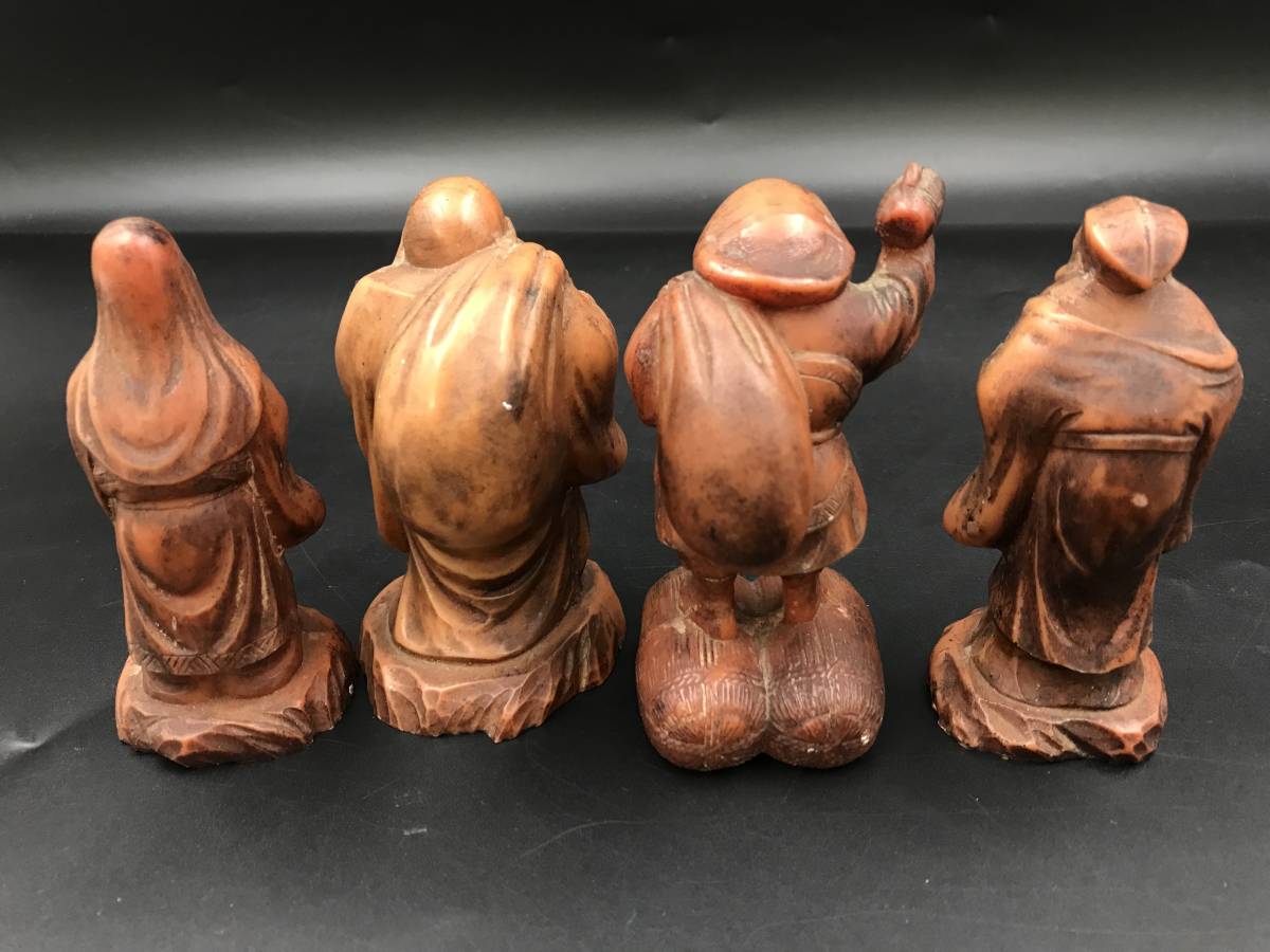 0616-06◇七福神 7体 置物 工芸品 インテリア 縁起物 恵比寿天 大黒天 