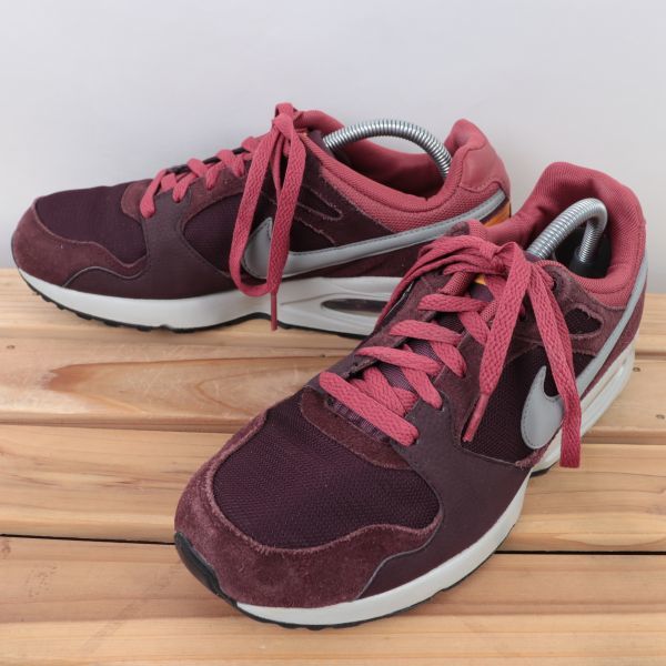 z4792 ナイキ エアマックス US9 27.0cm/赤 バーガンディ 灰 グレー系 NIKE AIR MAX COLISEUM メンズ スニーカー 中古