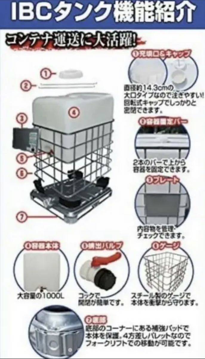 貯水タンク 農業用 1000L 1000kg 1t IBCタンク パレット付き 雨水